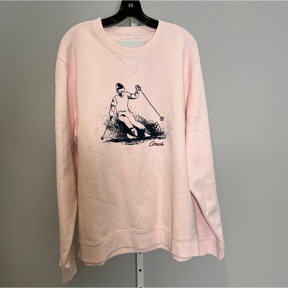 Coach pink skiing motif sweater sweatshirt style size XXL NWT - Picture 1 of 9